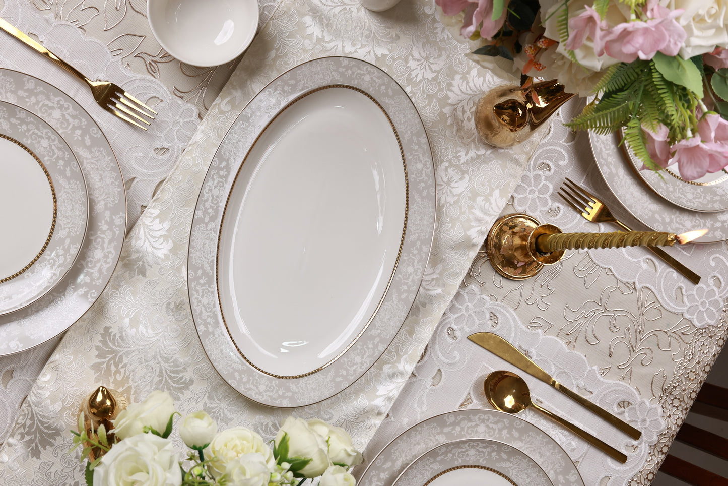Fleur in Grey 52 Pcs Dinner Set