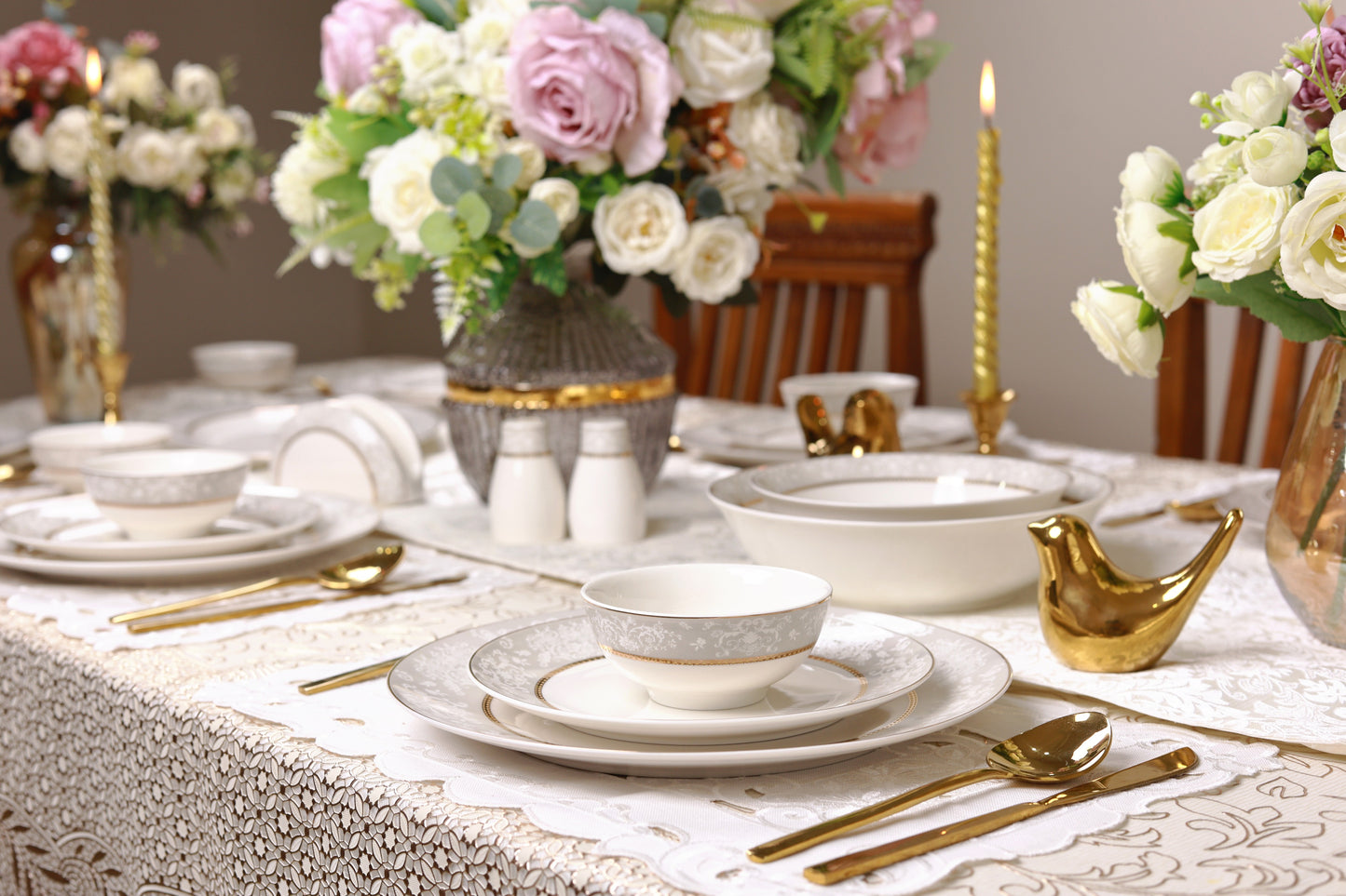 Fleur in Grey 37 Pcs Dinner Set