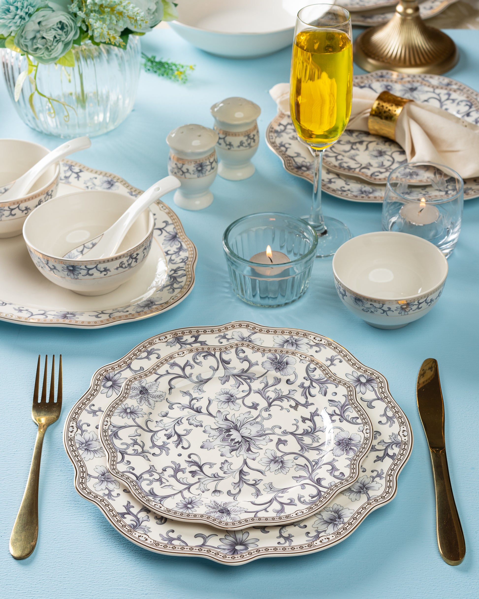 Royal Blue 51 Pcs Dinner Set