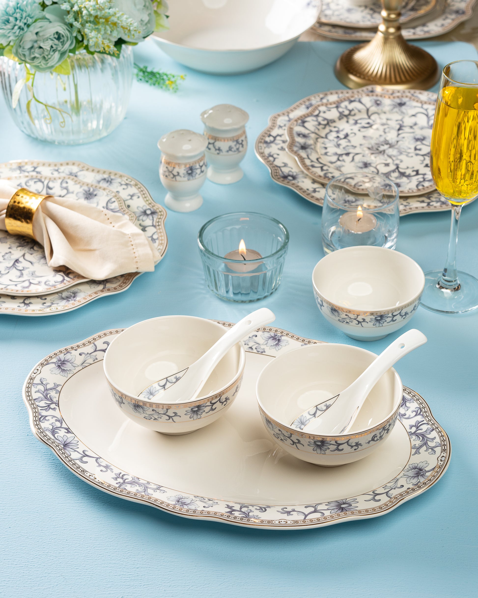 Crockery Set Glass Crockery Shop Near Me Royal Blue 51 Pcs Dinner Set