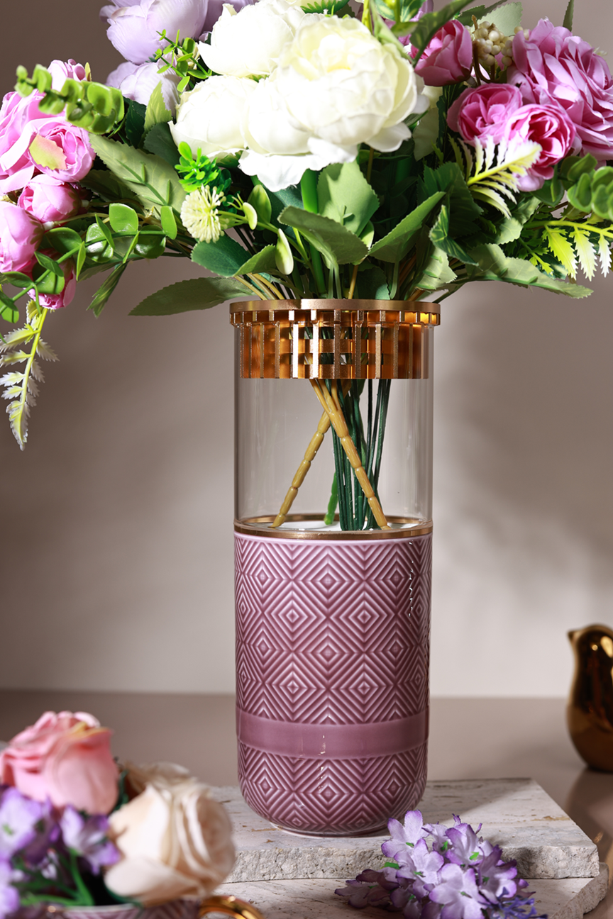 Mauve Flower Vase (Metal Collection, 24K Gold)