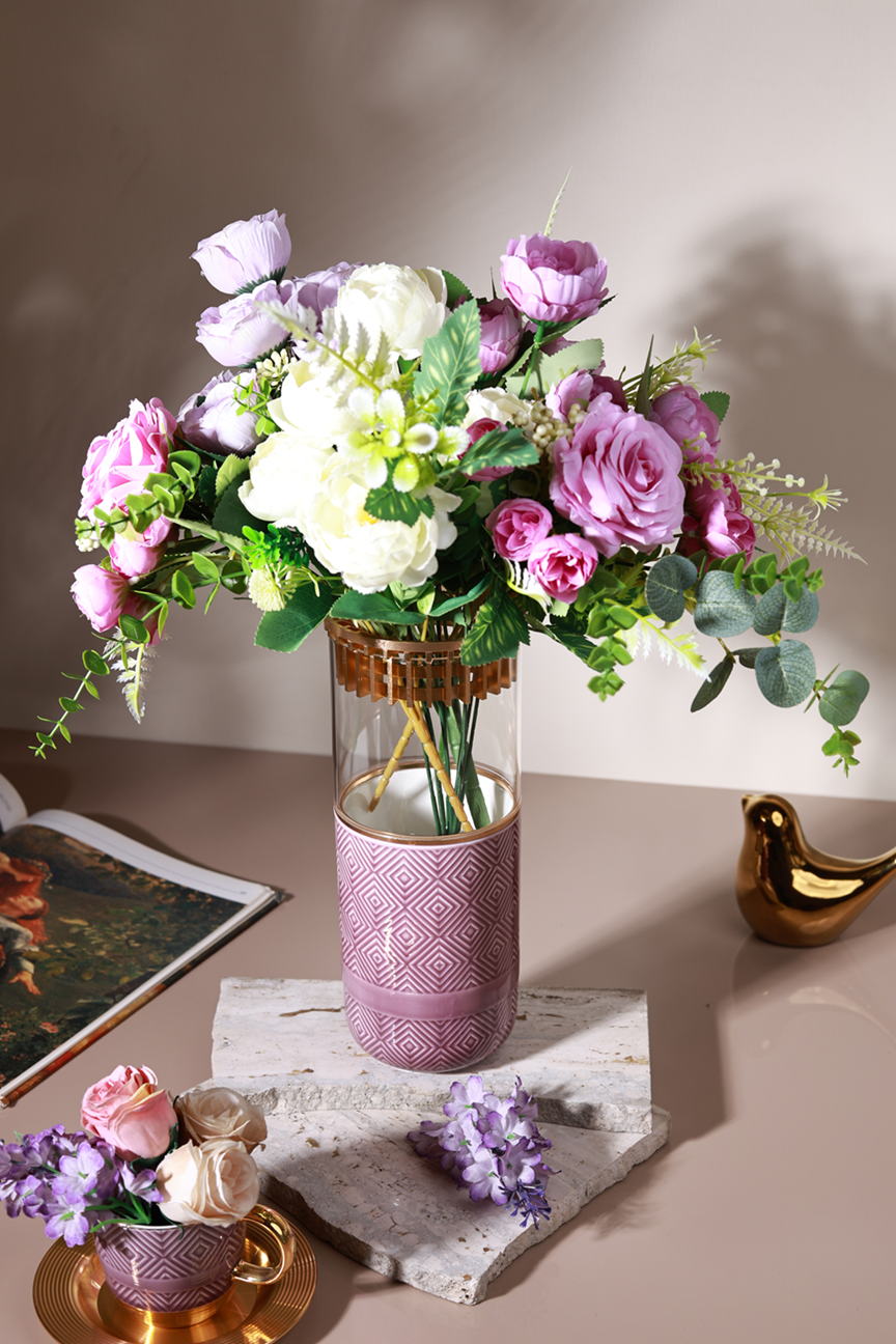 Mauve Flower Vase (Metal Collection, 24K Gold)