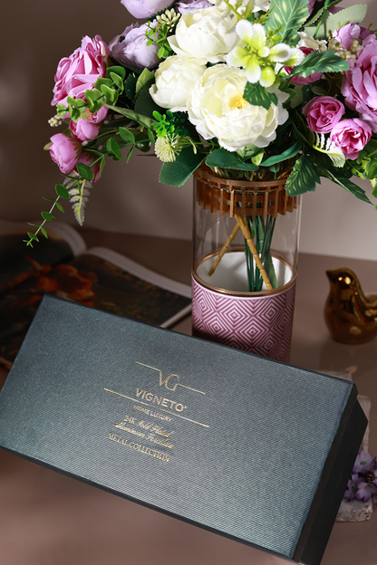 Mauve Flower Vase (Metal Collection, 24K Gold)