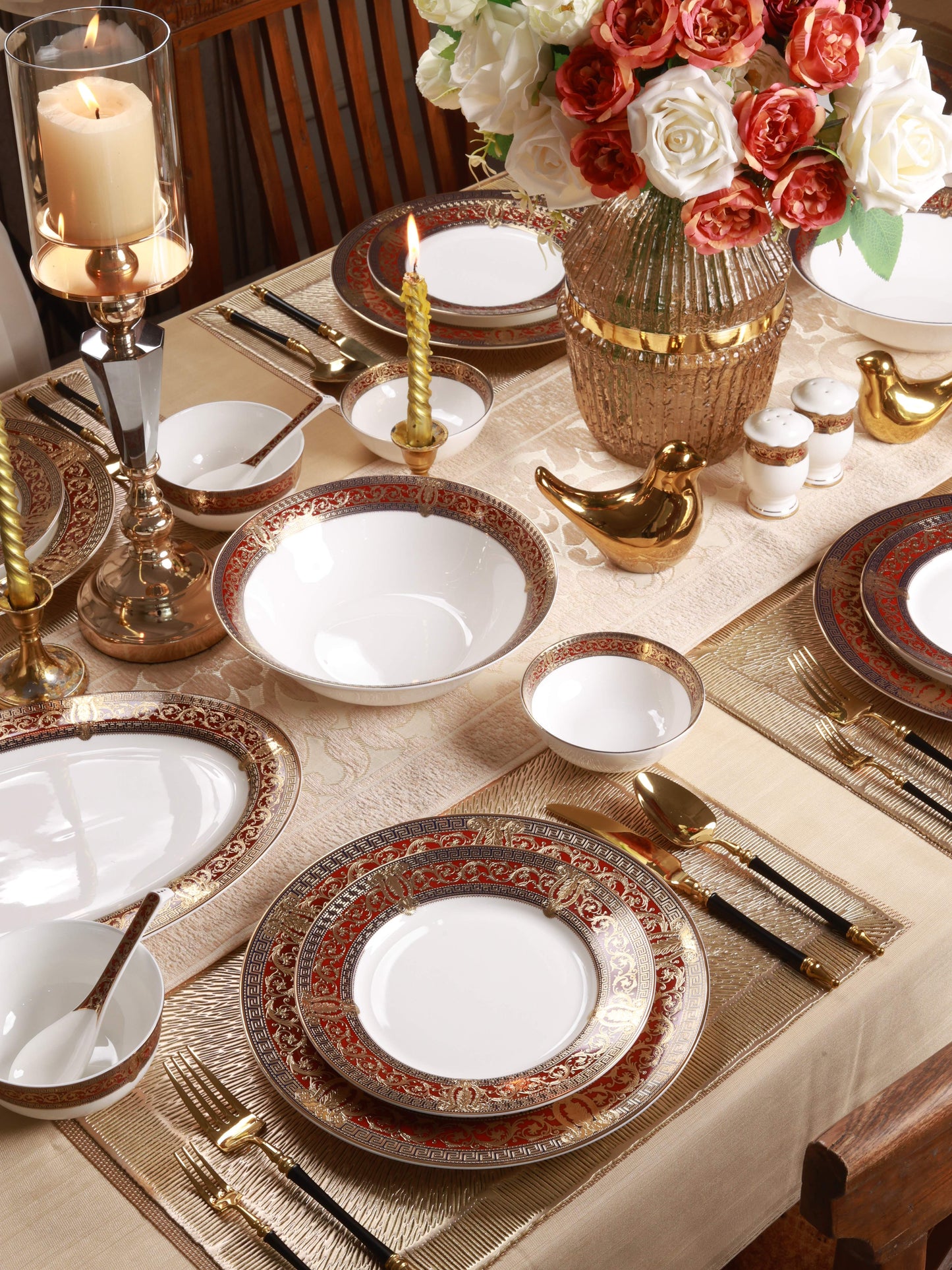Crown Imperial 36 Pcs Dinner Set (Palace Collection, 24K Embossed Gold)