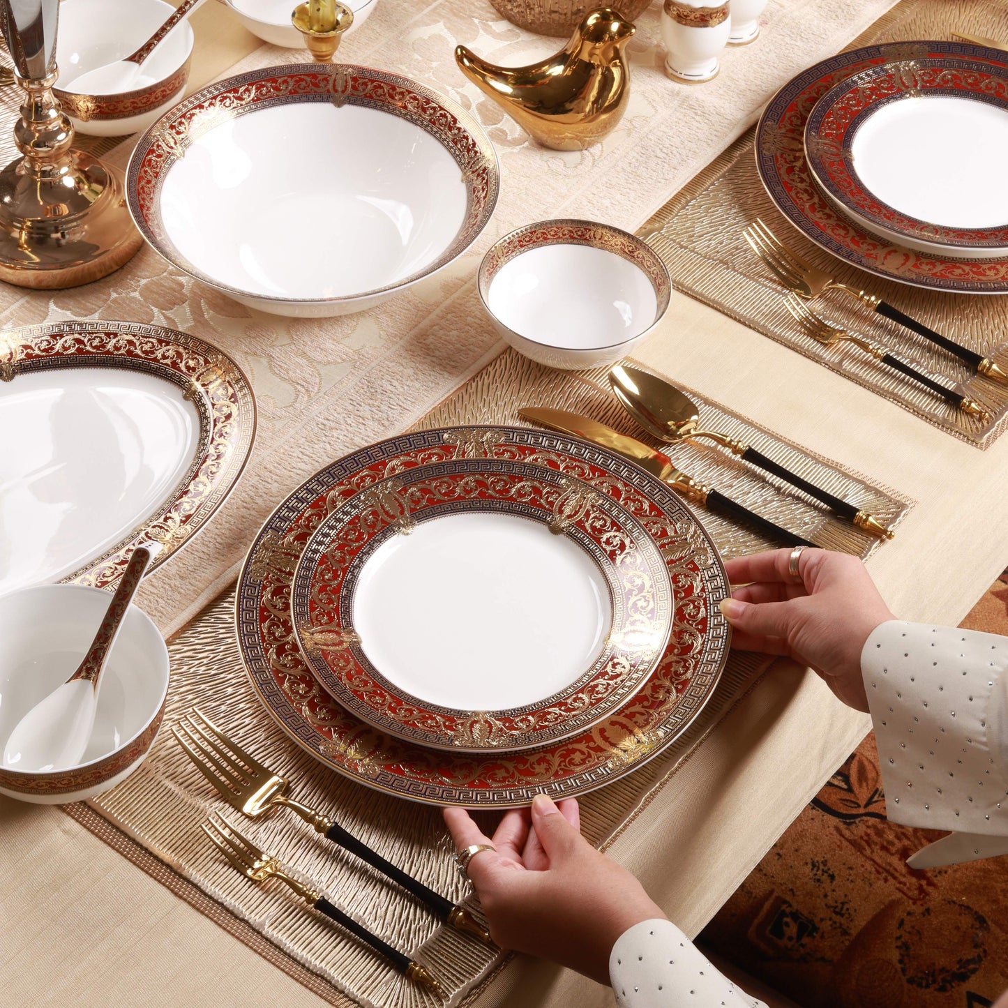 Crown Imperial 36 Pcs Dinner Set (Palace Collection, 24K Embossed Gold)
