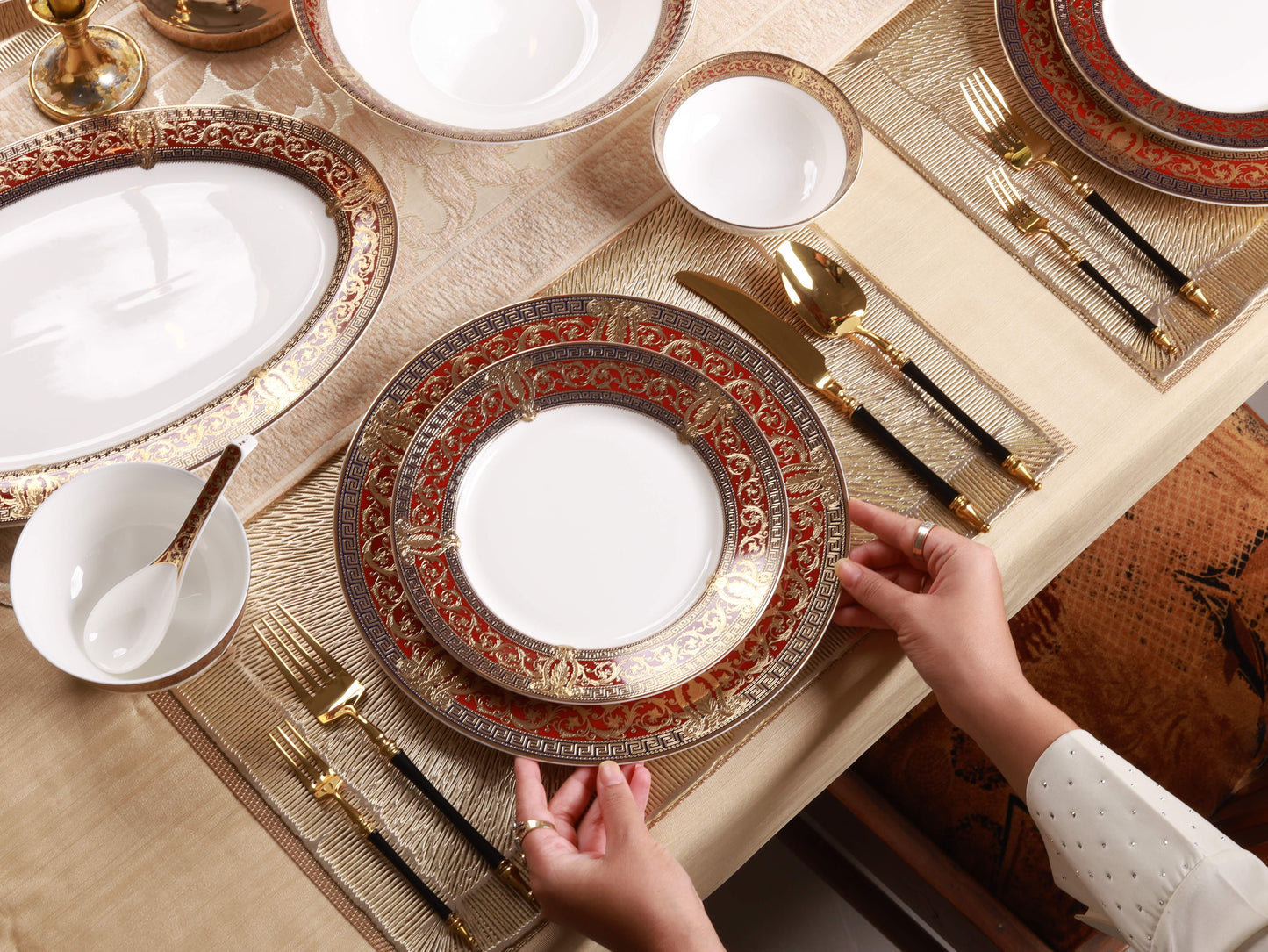 Crown Imperial 36 Pcs Dinner Set (Palace Collection, 24K Embossed Gold)