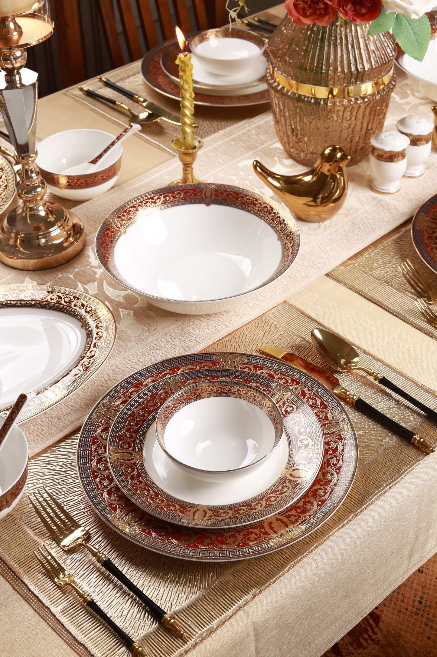 Crown Imperial 36 Pcs Dinner Set (Palace Collection, 24K Embossed Gold)