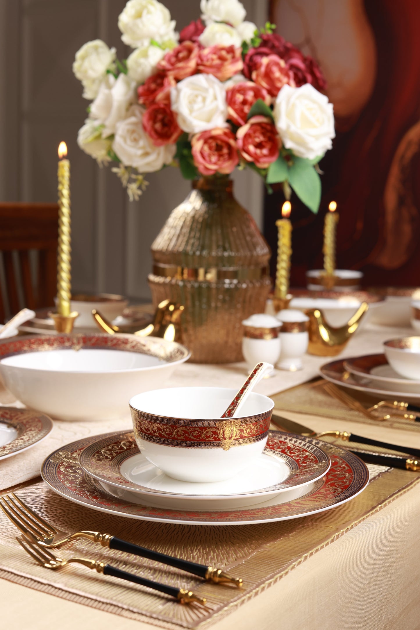 Crown Imperial 36 Pcs Dinner Set (Palace Collection, 24K Embossed Gold)