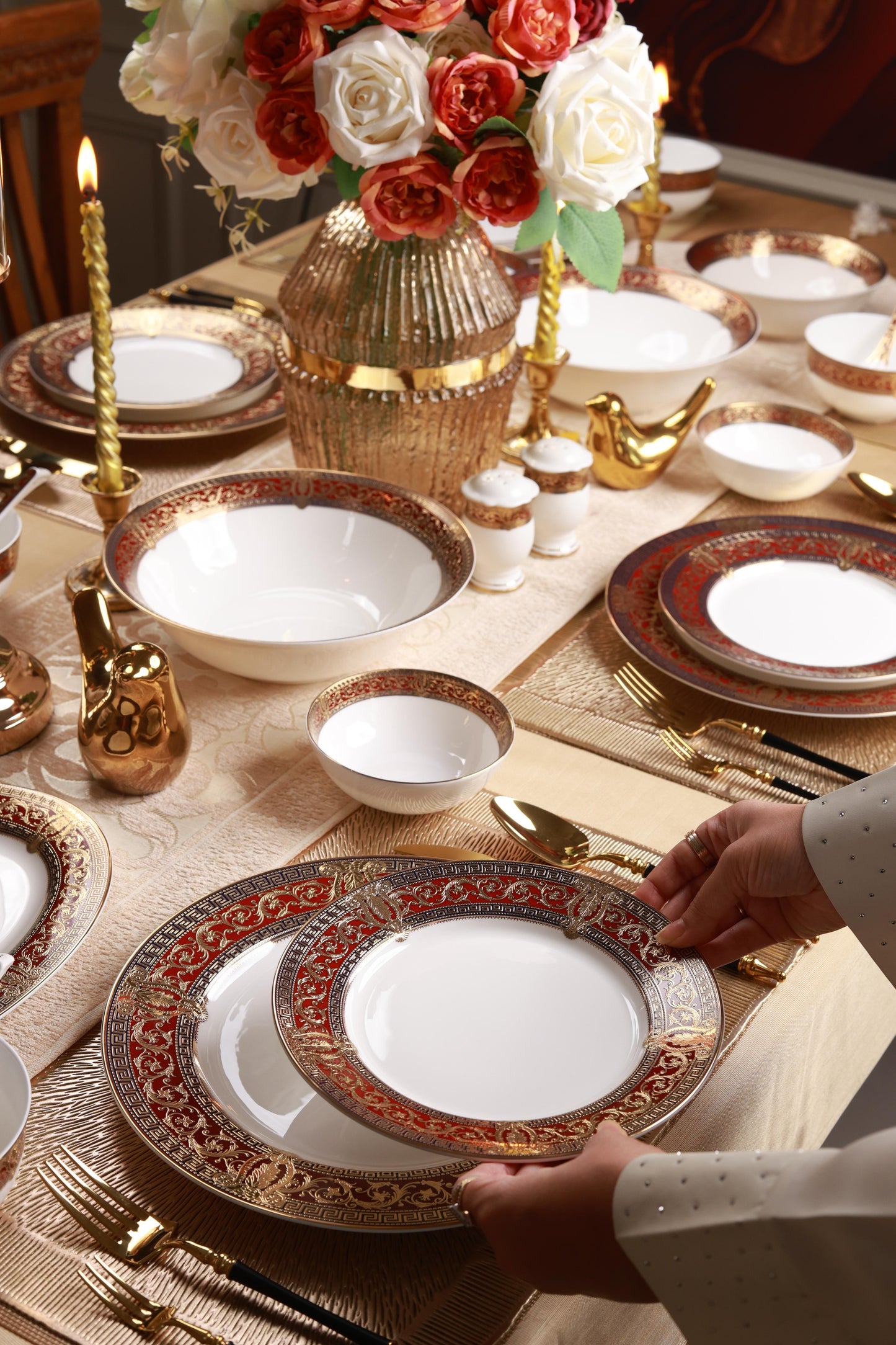 Crown Imperial 36 Pcs Dinner Set (Palace Collection, 24K Embossed Gold)