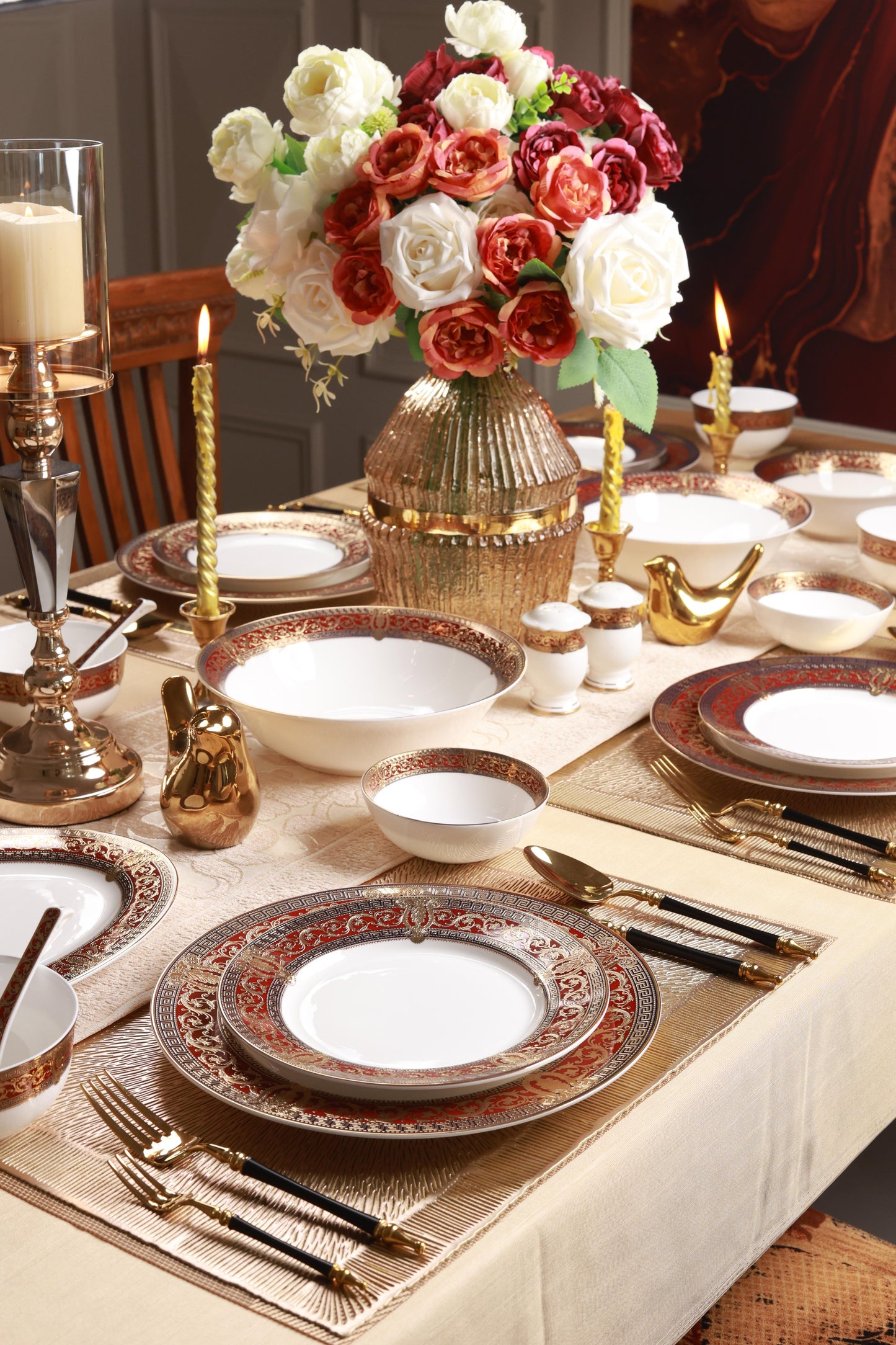 Crown Imperial 36 Pcs Dinner Set (Palace Collection, 24K Embossed Gold)