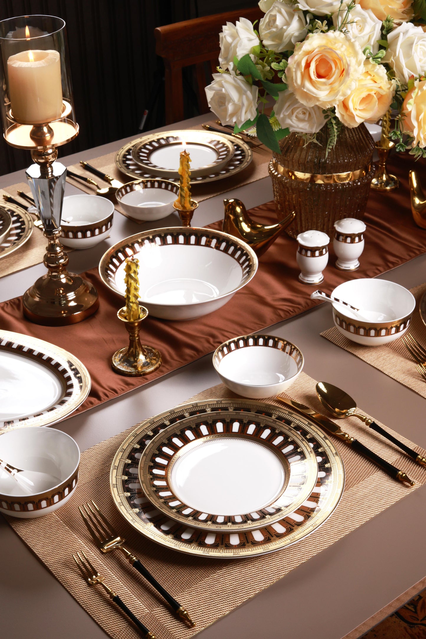 Colosseum Gold 36 Pcs Dinner Set (Palace Collection, 24K Embossed Gold)