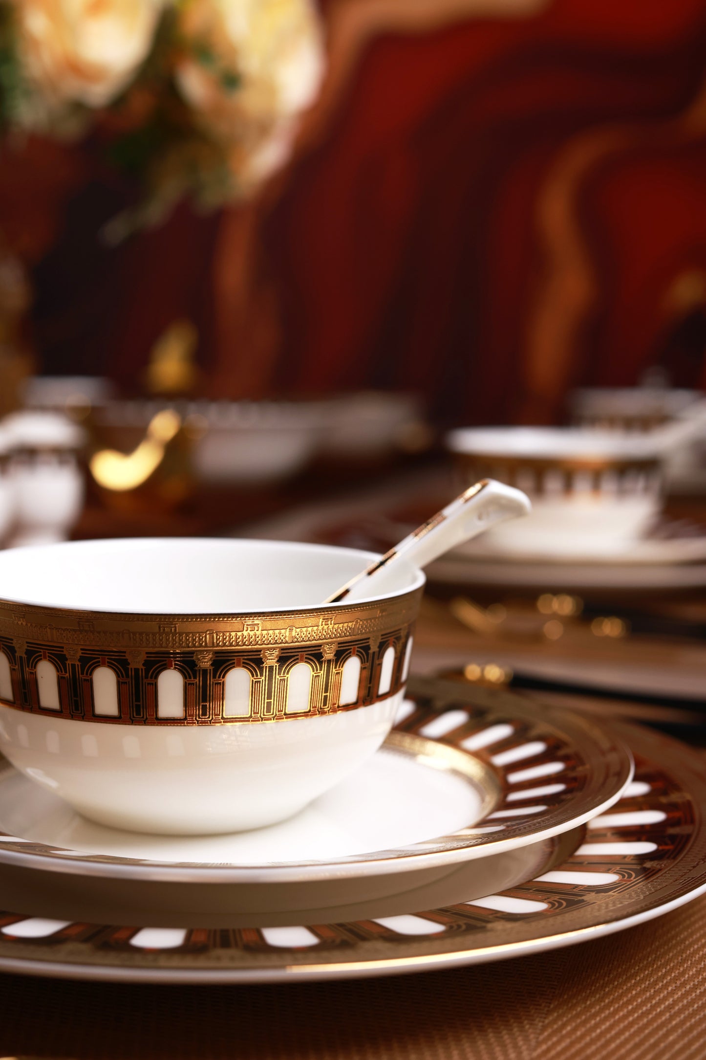 Colosseum Gold 36 Pcs Dinner Set (Palace Collection, 24K Embossed Gold)