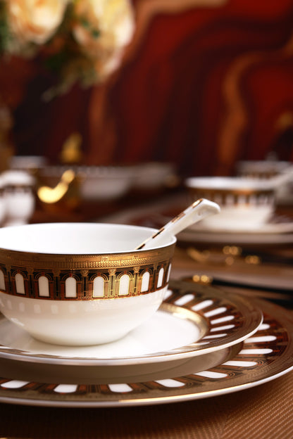 Colosseum Gold 36 Pcs Dinner Set (Palace Collection, 24K Embossed Gold)