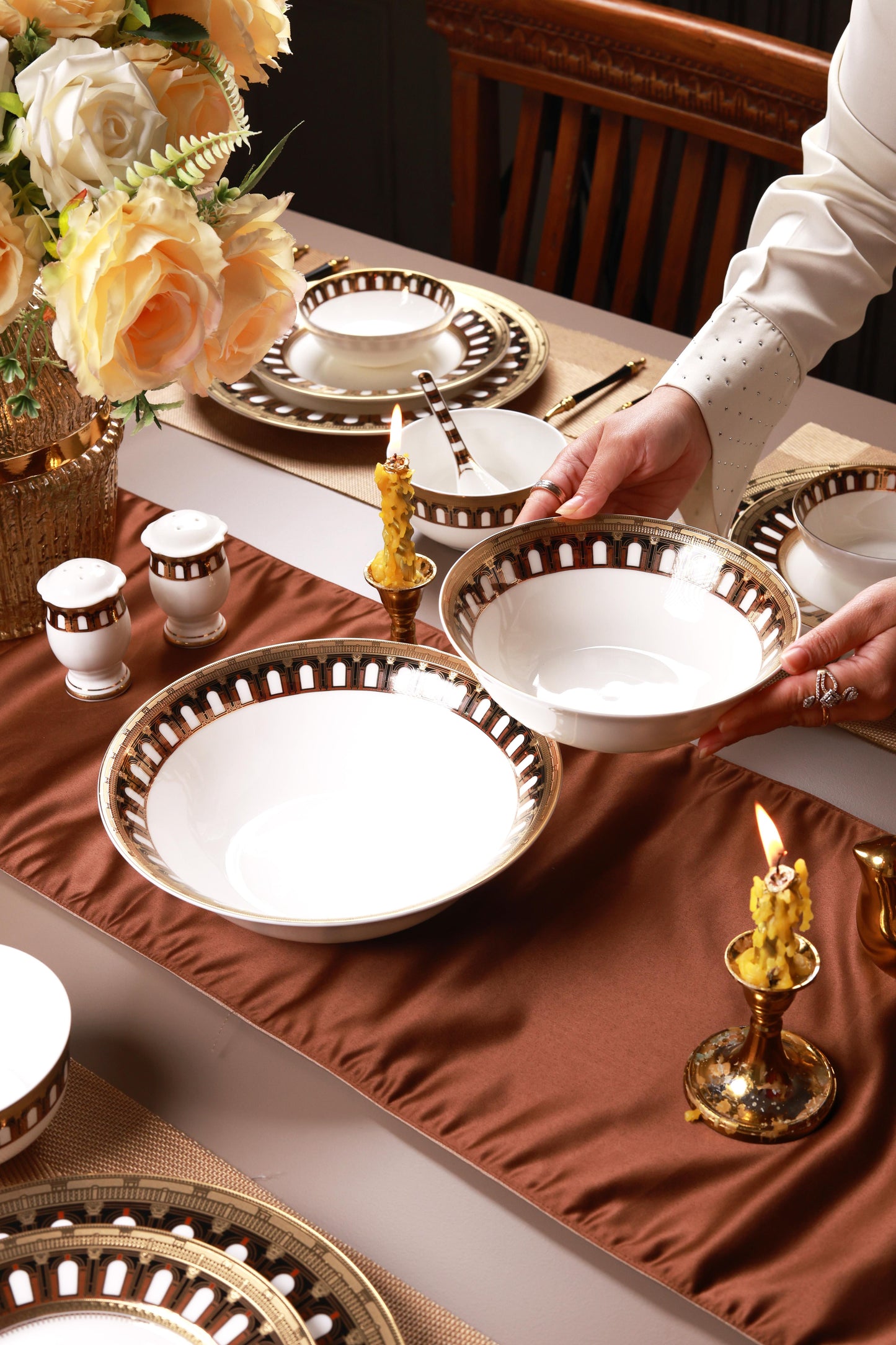 Colosseum Gold 36 Pcs Dinner Set (Palace Collection, 24K Embossed Gold)