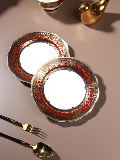 Crown Imperial Cup and Saucer Set (Set of 6, Palace Collection, 24K Embossed Gold)