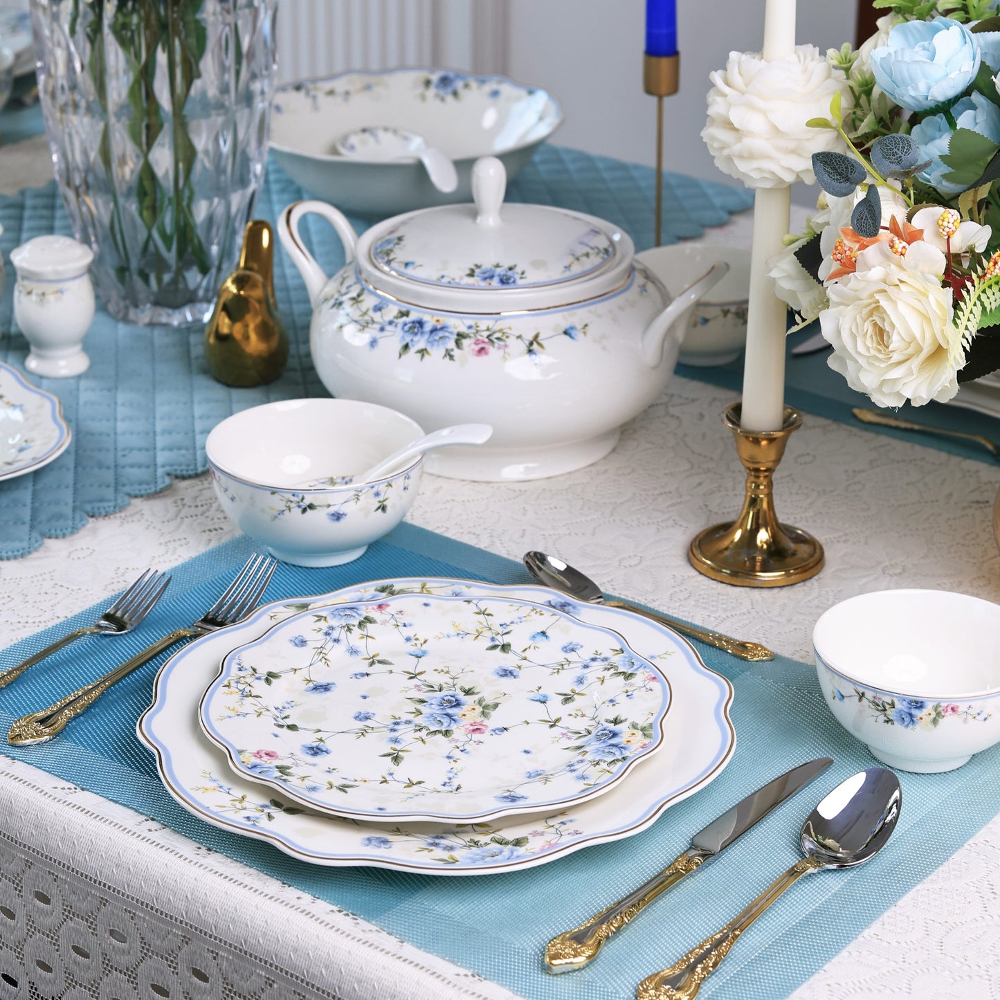 Yorkshire Bloom 59 Pcs Dinner Set