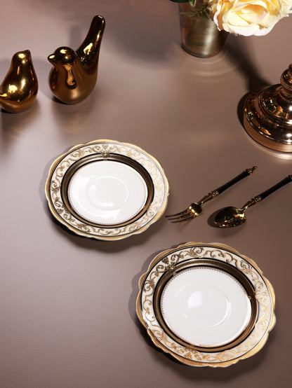 Gilded Realm Cup and Saucer Set (Set of 6, Palace Collection, 24K Embossed Gold)
