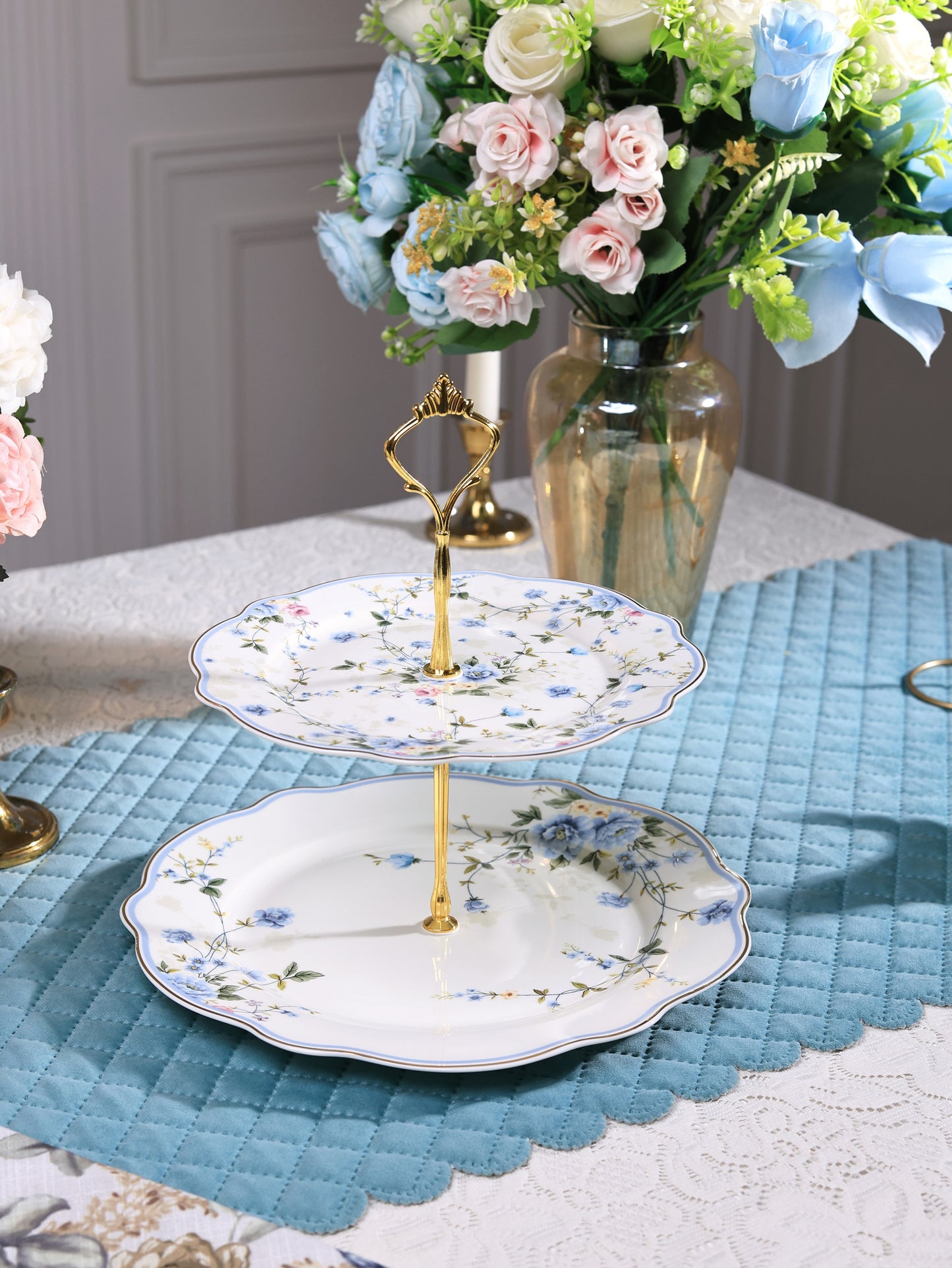 Yorkshire Bloom Two Tier Dessert Stand