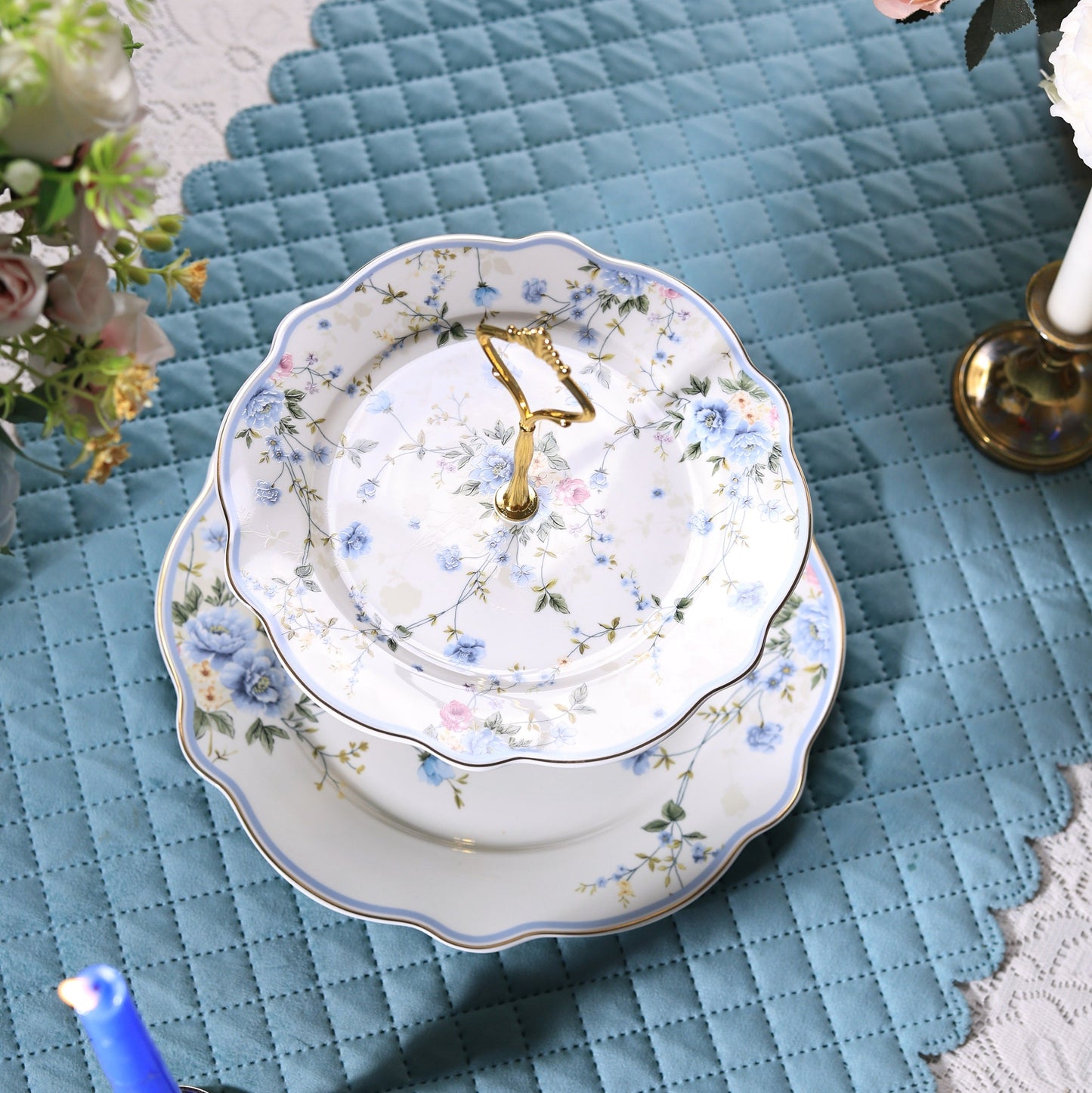 Yorkshire Bloom Two Tier Dessert Stand