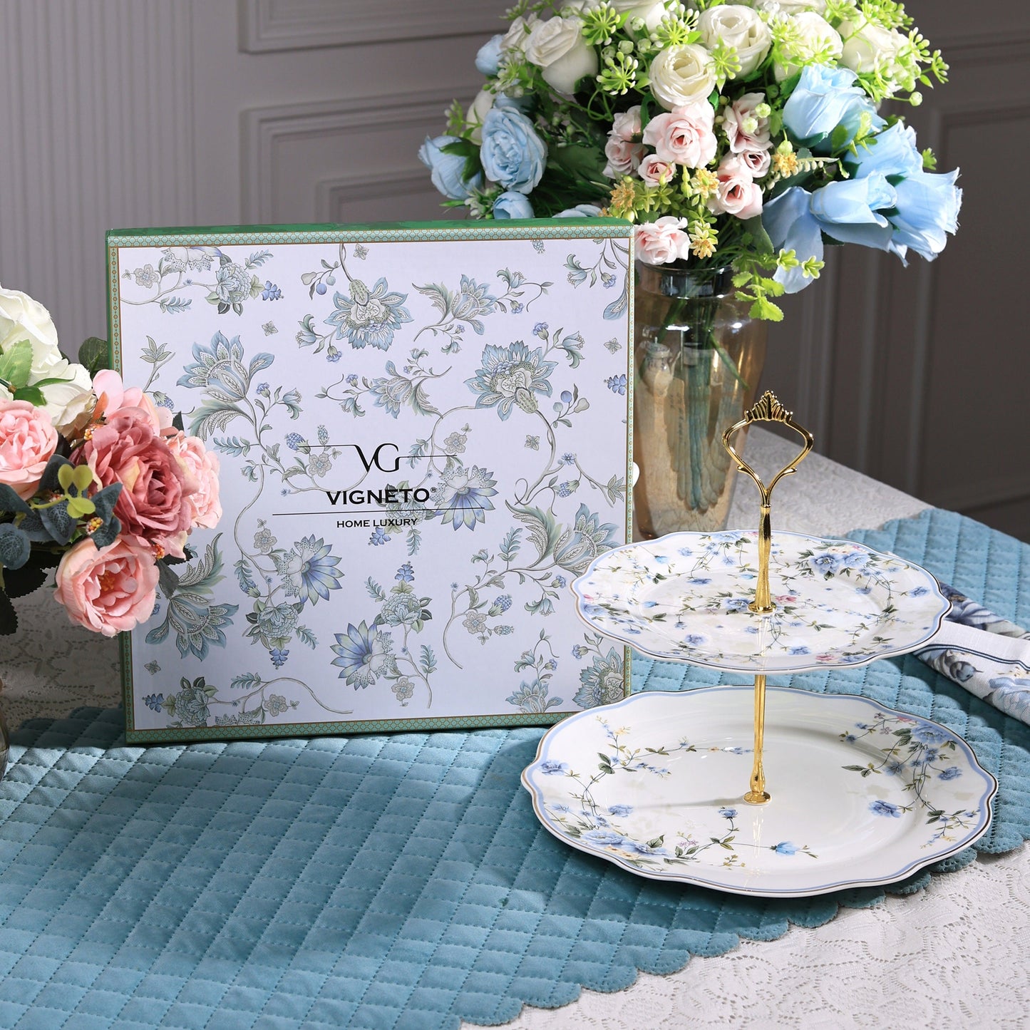 Yorkshire Bloom Two Tier Dessert Stand