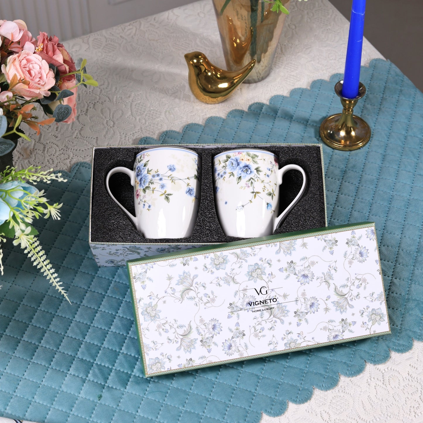 Yorkshire Bloom Coffee Mugs (Set of 2, 300 ML)