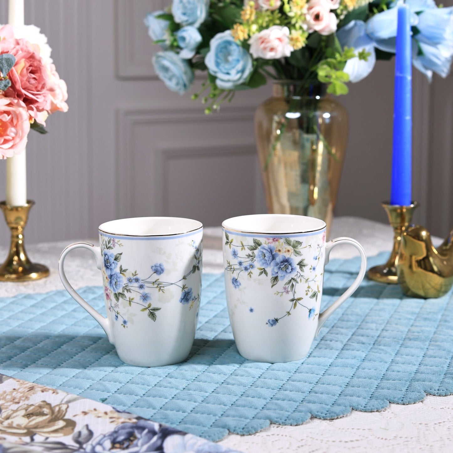 Yorkshire Bloom Coffee Mugs (Set of 2, 300 ML)