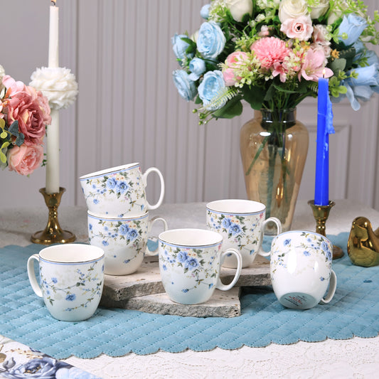 Yorkshire Bloom Mug Set (Capacity 200 ML, Set of 6)
