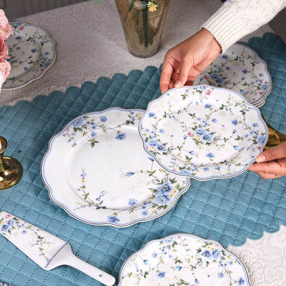 Yorkshire Bloom 8 Pcs Snack Set (1 Serving Plate, 6 Quarter Plates, 1 Server)