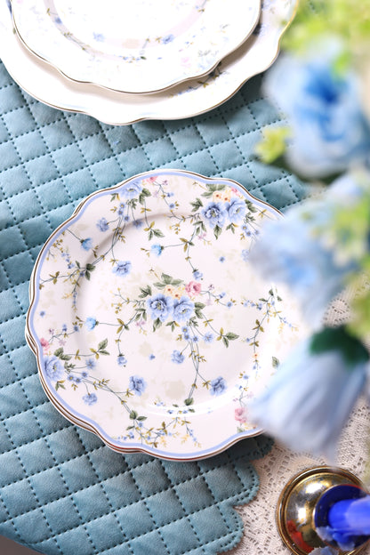 Yorkshire Bloom 8 Pcs Snack Set (1 Serving Plate, 6 Quarter Plates, 1 Server)