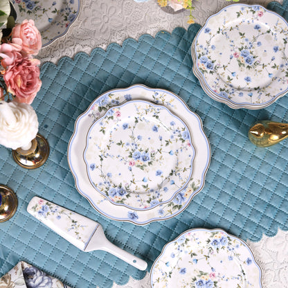 Yorkshire Bloom 8 Pcs Snack Set (1 Serving Plate, 6 Quarter Plates, 1 Server)