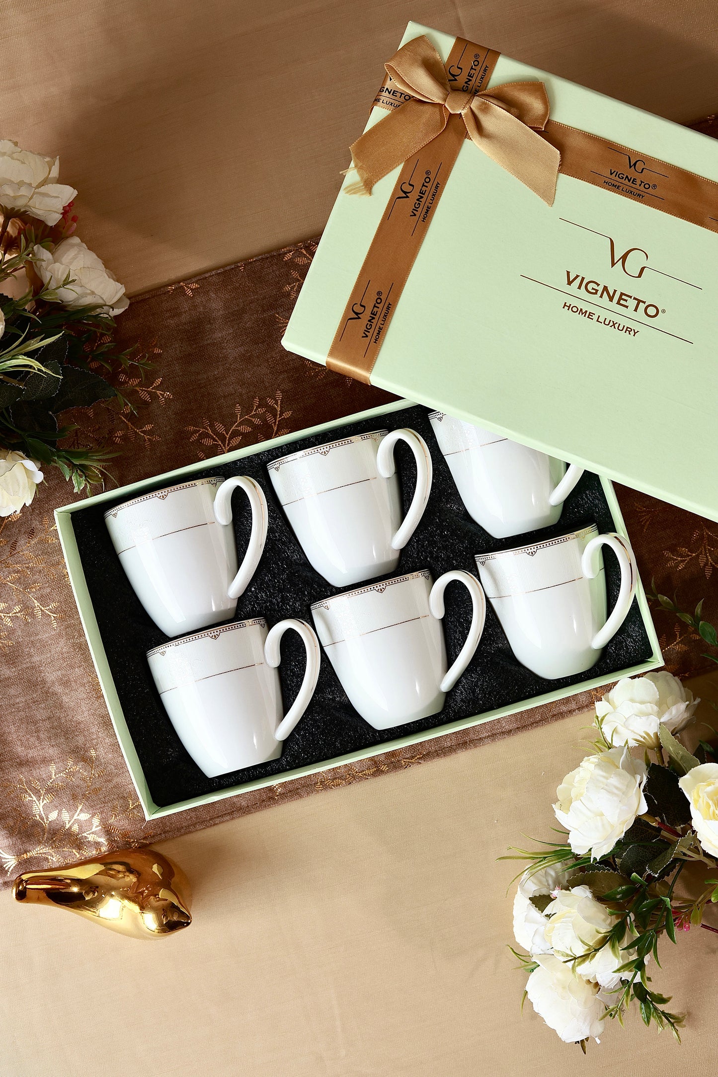 Parisian Gold Mug Set (Capacity 170 ML, Set of 6)