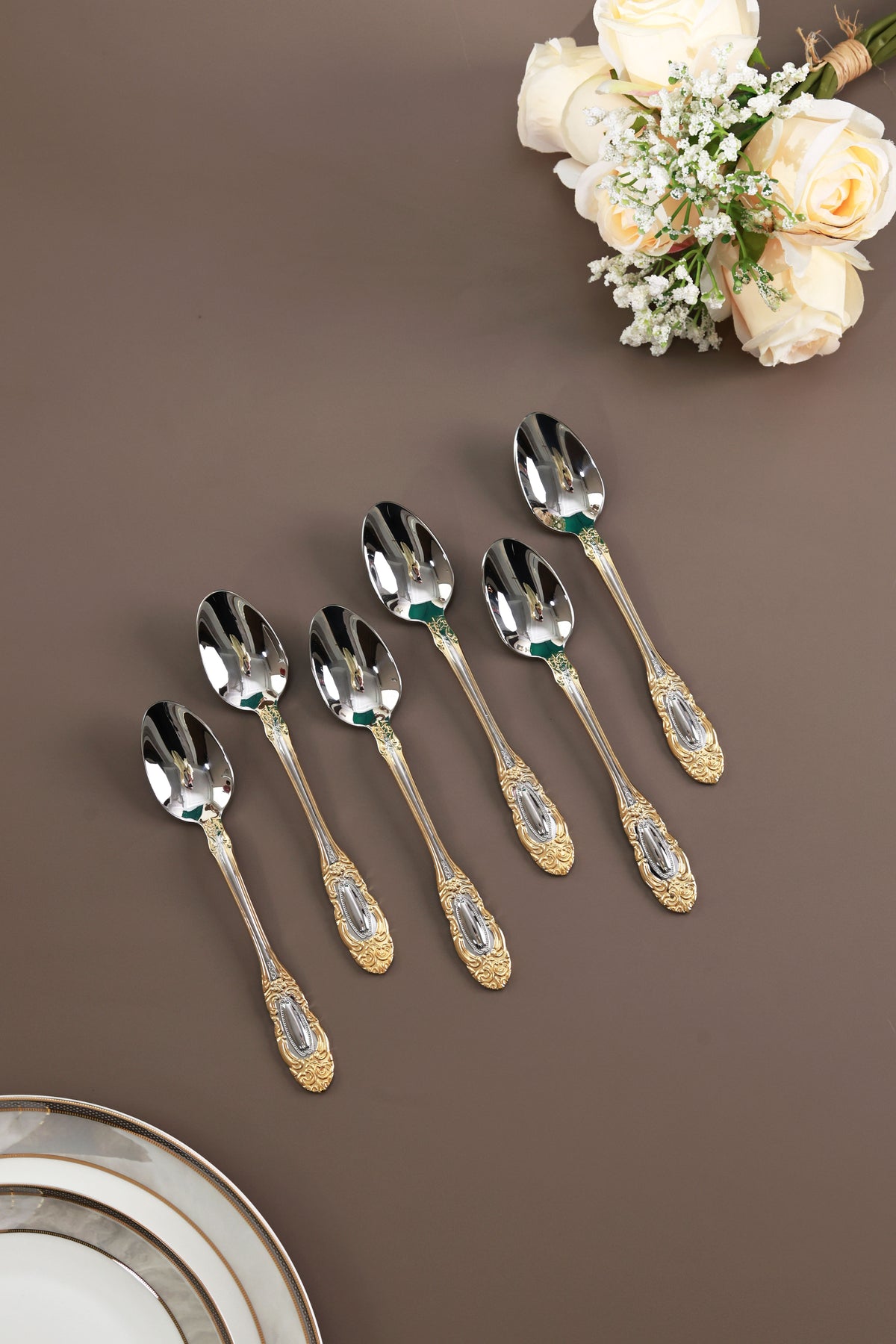 Regal Medallion 6 Pcs Dinner Spoons (Palace Collection, 24K Gold Plated)