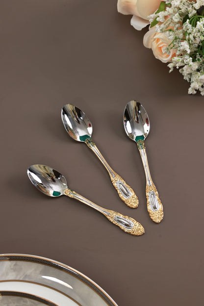 Regal Medallion 6 Pcs Dinner Spoons (Palace Collection, 24K Gold Plated)
