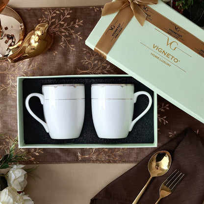 Parisian Gold Coffee Mugs (Set of 2, 300 ML)