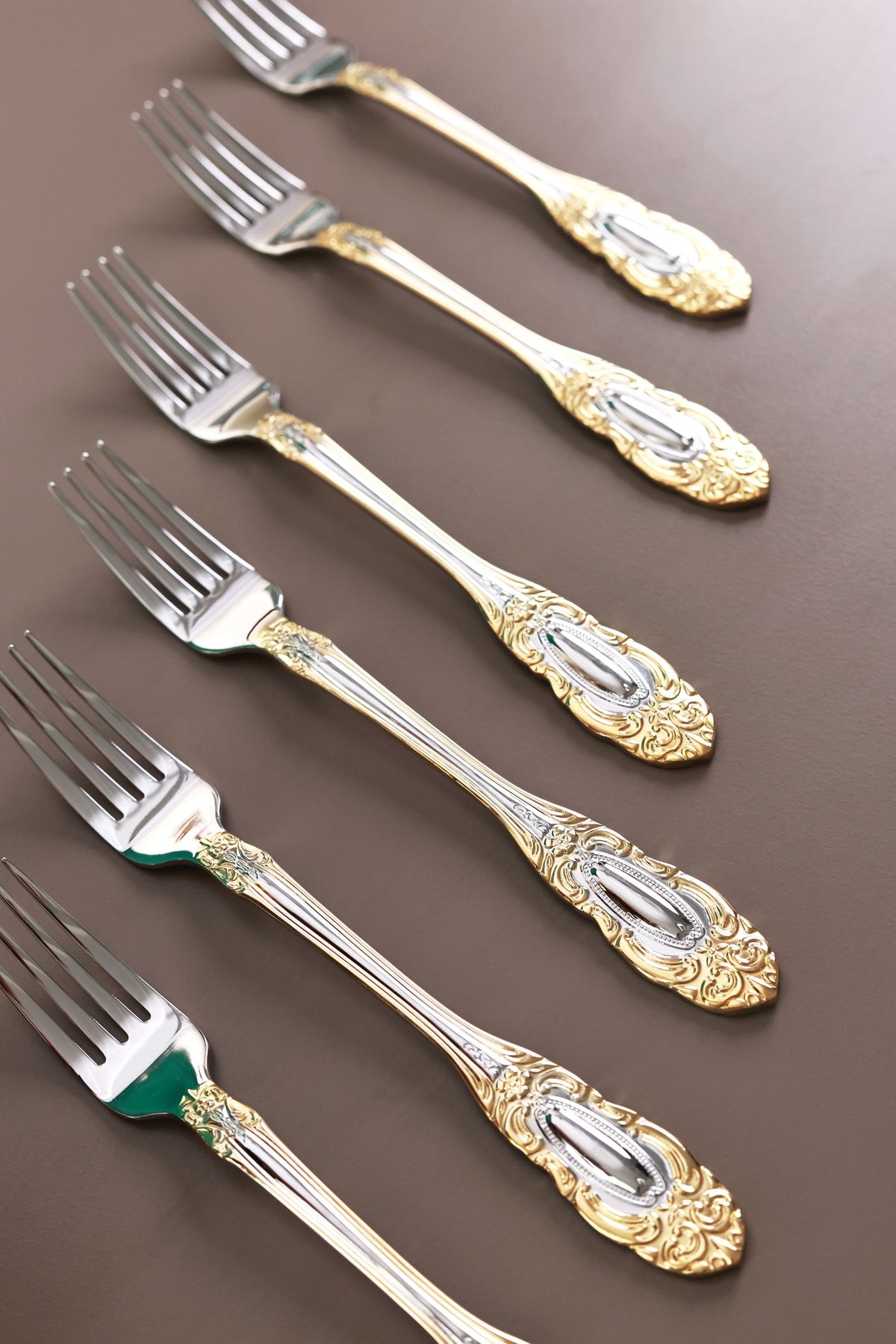 Regal Medallion 6 Pcs Dinner Forks (Palace Collection, 24K Gold Plated)