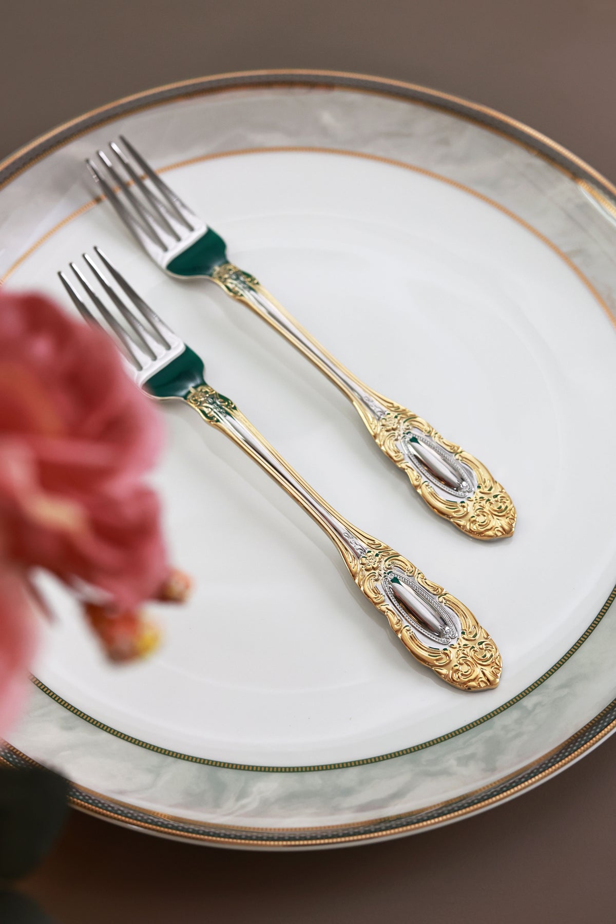 Regal Medallion 6 Pcs Dinner Forks (Palace Collection, 24K Gold Plated)