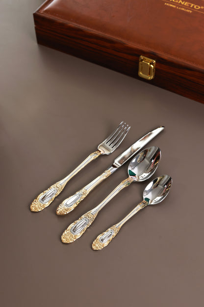 Regal Medallion 24 Pcs Cutlery Set (Palace Collection, 24K Gold Plated)