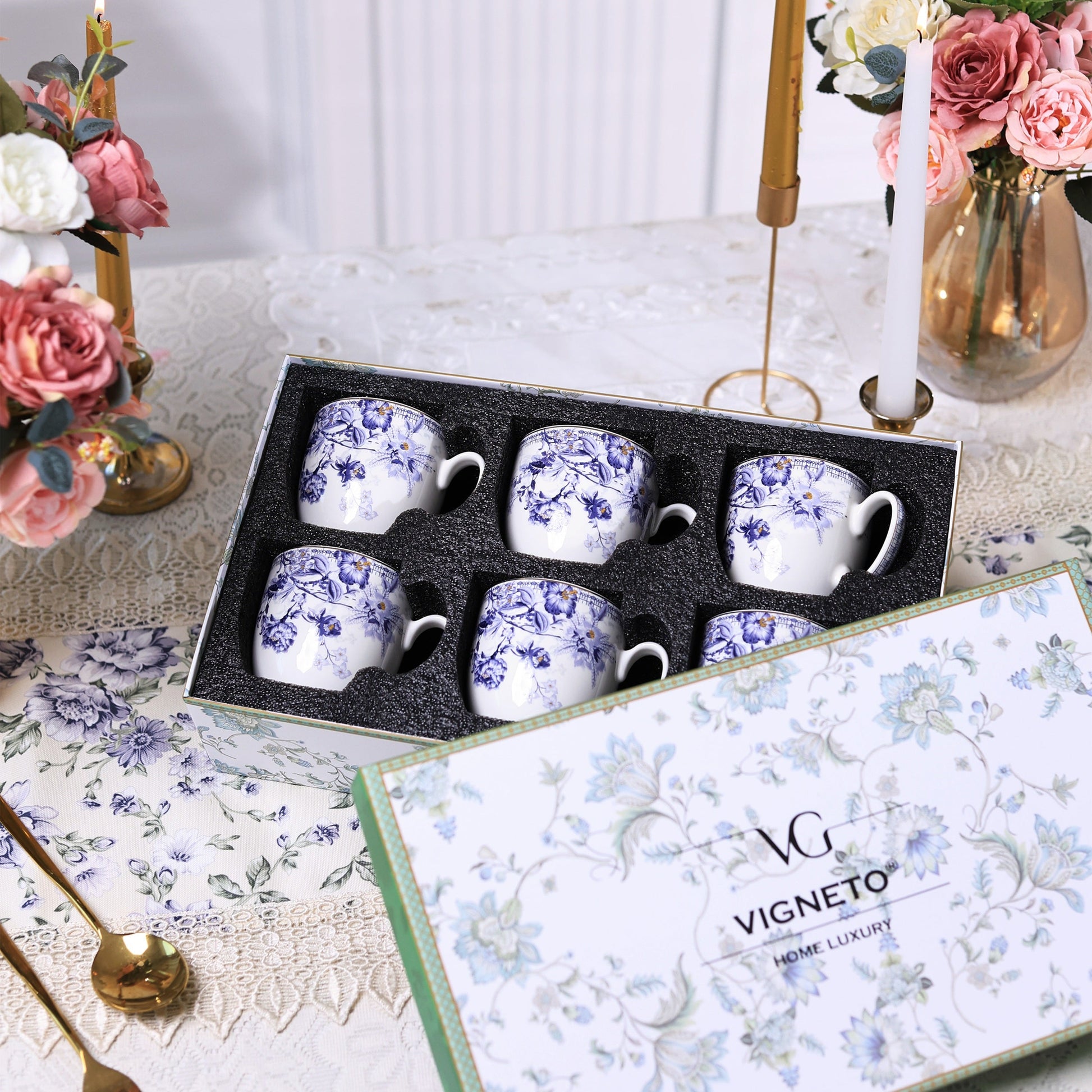 Jardin de Jouy Mug Set (Capacity 200 ML, Set of 6) - Vigneto
