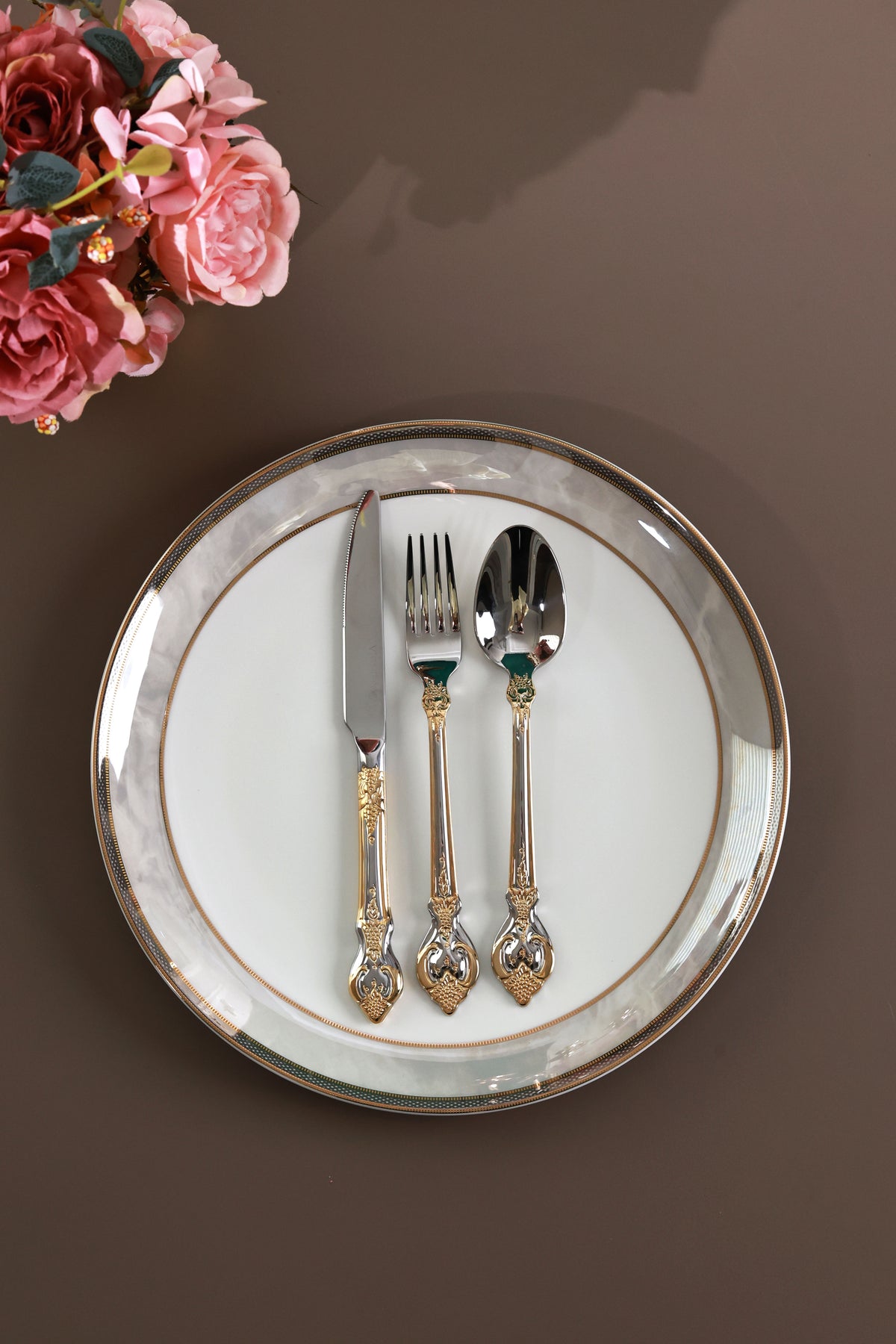 Vineyard Gold 24 Pcs Cutlery Set (Palace Collection, 24K Gold Plated)