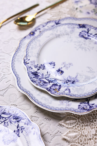 Jardin de Jouy 8 Pcs Snack Set (1 Serving Plate, 6 Quarter Plates, 1 Server) - Vigneto