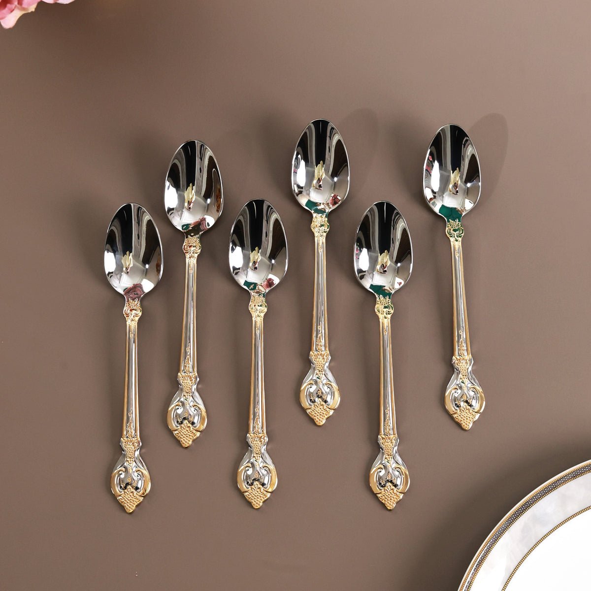 Vineyard Gold 6 Pcs Dinner Spoons (Palace Collection, 24K Gold Plated)