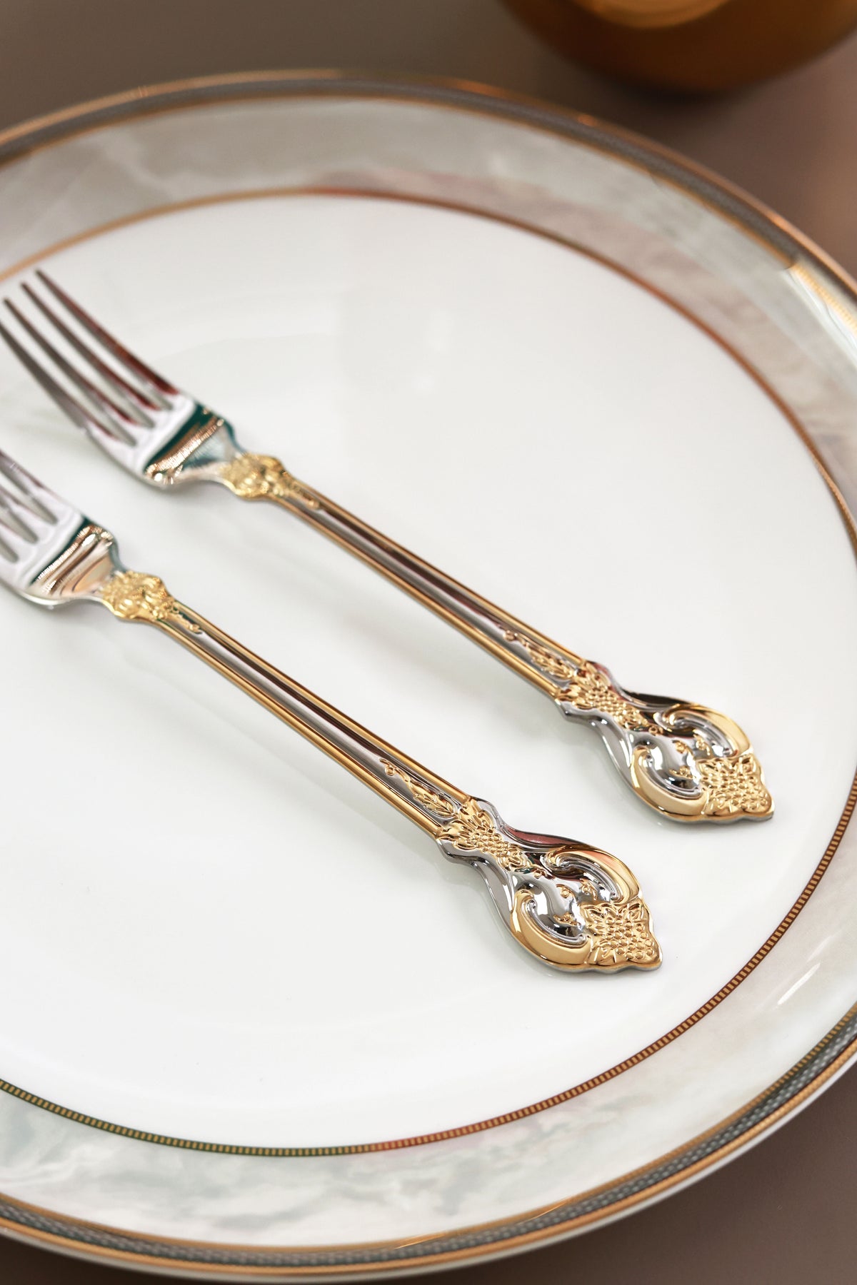 Vineyard Gold 6 Pcs Dinner Forks (Palace Collection, 24K Gold Plated)