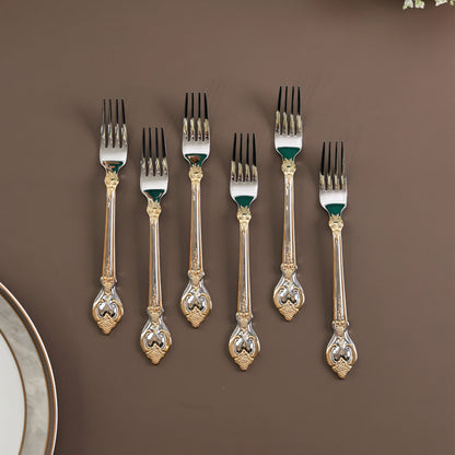 Vineyard Gold 6 Pcs Dinner Forks (Palace Collection, 24K Gold Plated)