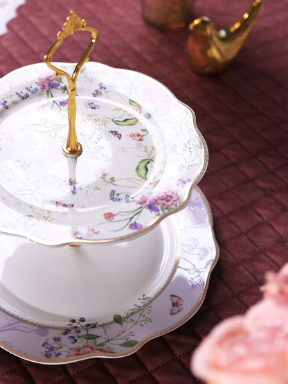 Lilac Garden Two Tier Dessert Stand