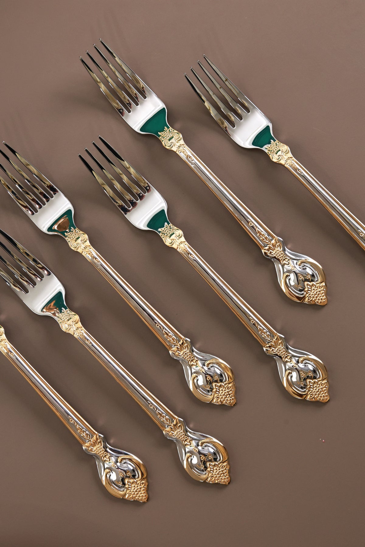 Vineyard Gold 6 Pcs Dinner Forks (Palace Collection, 24K Gold Plated)