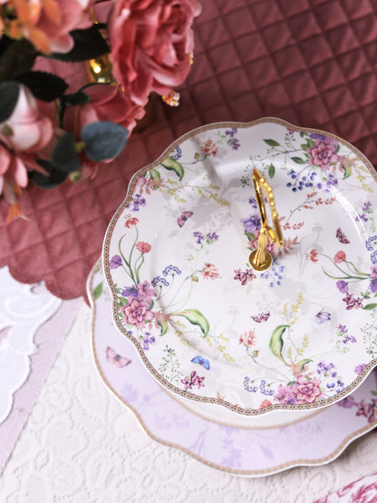 Lilac Garden Two Tier Dessert Stand