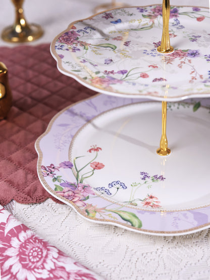 Lilac Garden Two Tier Dessert Stand
