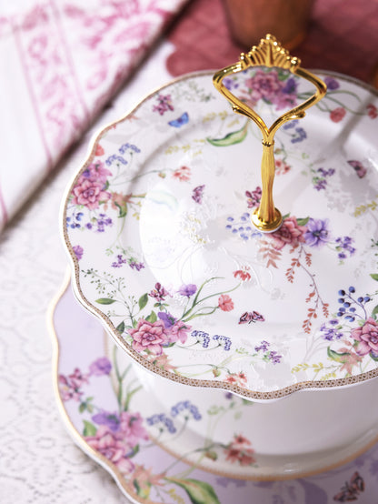 Lilac Garden Two Tier Dessert Stand