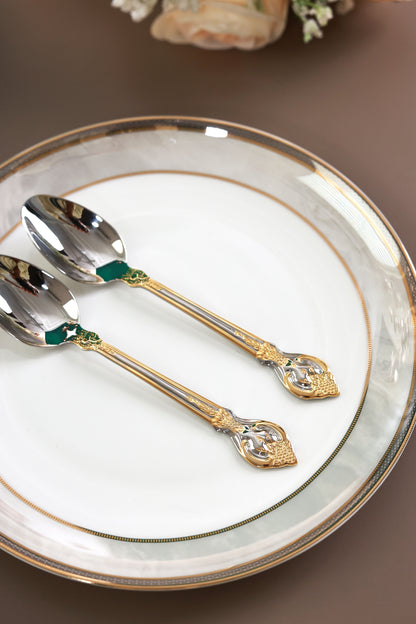 Vineyard Gold 6 Pcs Dessert Spoons (Palace Collection, 24K Gold Plated)
