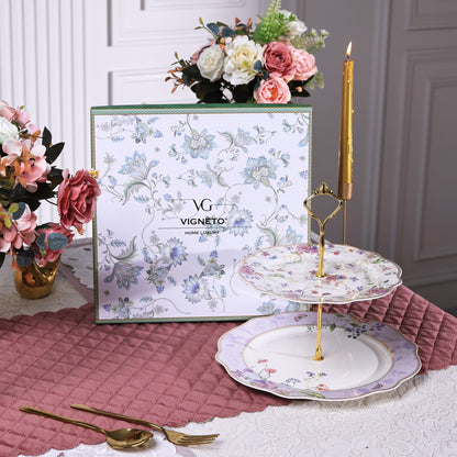 Lilac Garden Two Tier Dessert Stand